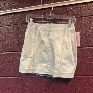 light wash denim mini skirt